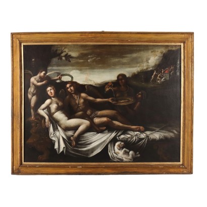 Dipinto con Scena Mitologica ,Amore e Psiche