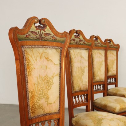 Group of Chairs and Armchairs Art Nouveau Italy XIX Century