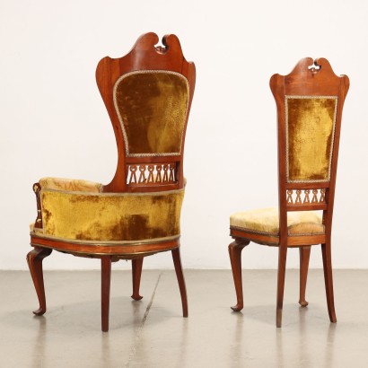 Group of Chairs and Armchairs Art Nouveau Italy XIX Century