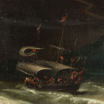 Stormy Sea Oil on Canvas Flemish School XVII Century