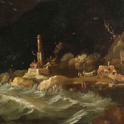 Stormy Sea Oil on Canvas Flemish School XVII Century