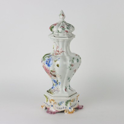 Vase avec Couvercle Passarin Majolique Italie XIXe Siècle