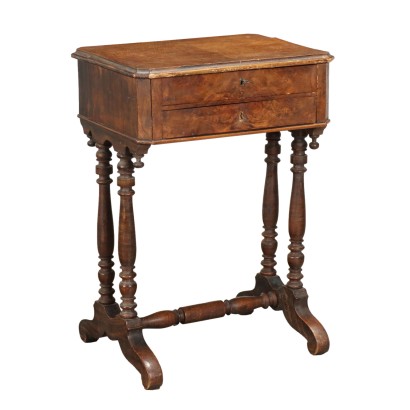 Table de Travail Louis Philippe Ancienne Noyer Italie XIXe Siècle