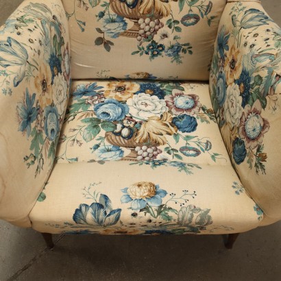 Fauteuil Bergère Tissu Italie Années 1950