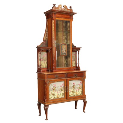 Vitrine Ancienne Art Nouveau Acajou Italie XIXe Siècle