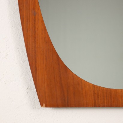 Miroir à Mur Verre et Teck Italie Années 1960