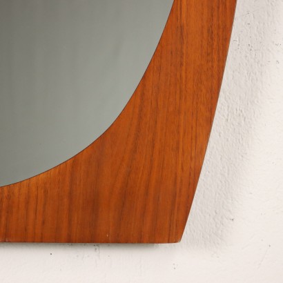 Miroir à Mur Verre et Teck Italie Années 1960