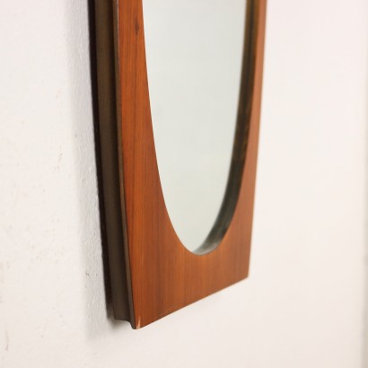 Miroir à Mur Verre et Teck Italie Années 1960